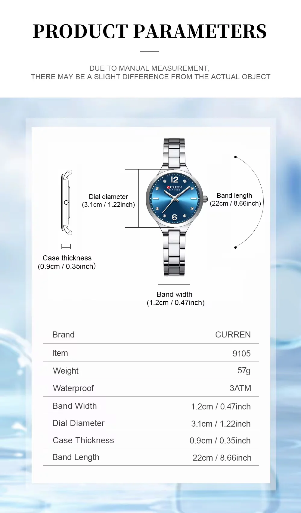 Reloj de Dama Curren 9105+ Esfero Curren+ Bolsa de Regalo - Image 4